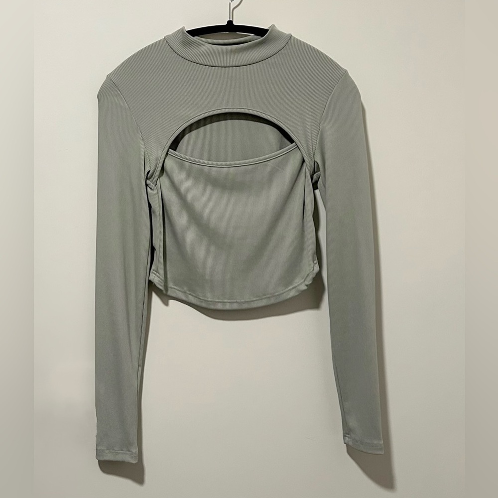 Cutout Long Sleeve Crop Top